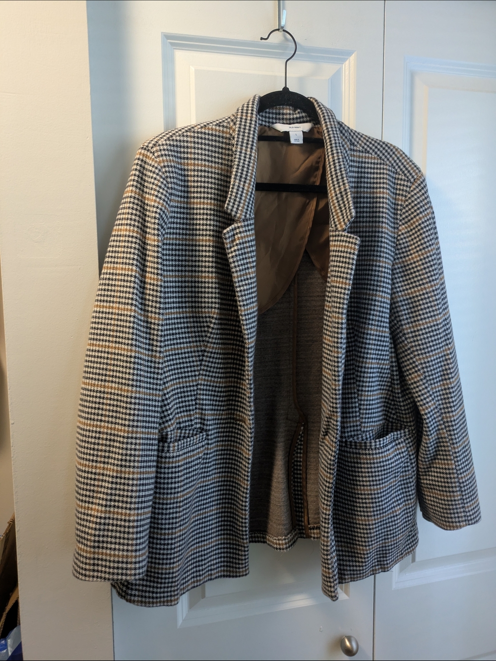 Old Navy Black & Cream Houndstooth Blazer
